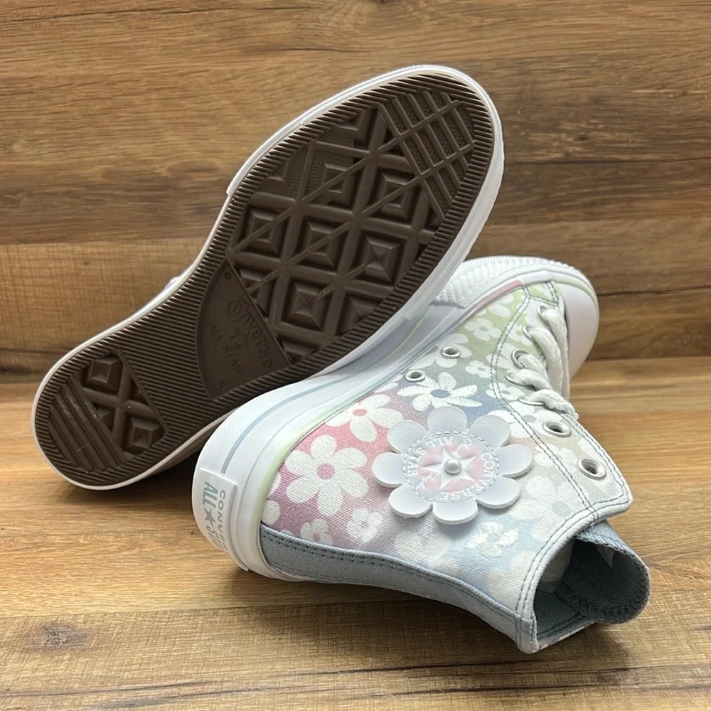 Platform Converse Pink and White Floral High-Top Sneakers